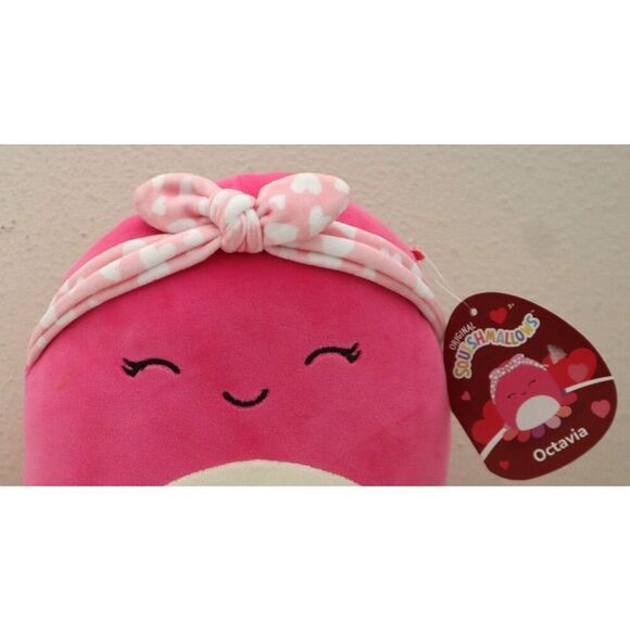 Squishmallows Official Plush 12" Hot Pink Octopus "Octavia" w/Heart Headband - Picture 3 of 4